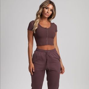 COPY - Meshki Basia button up crop top